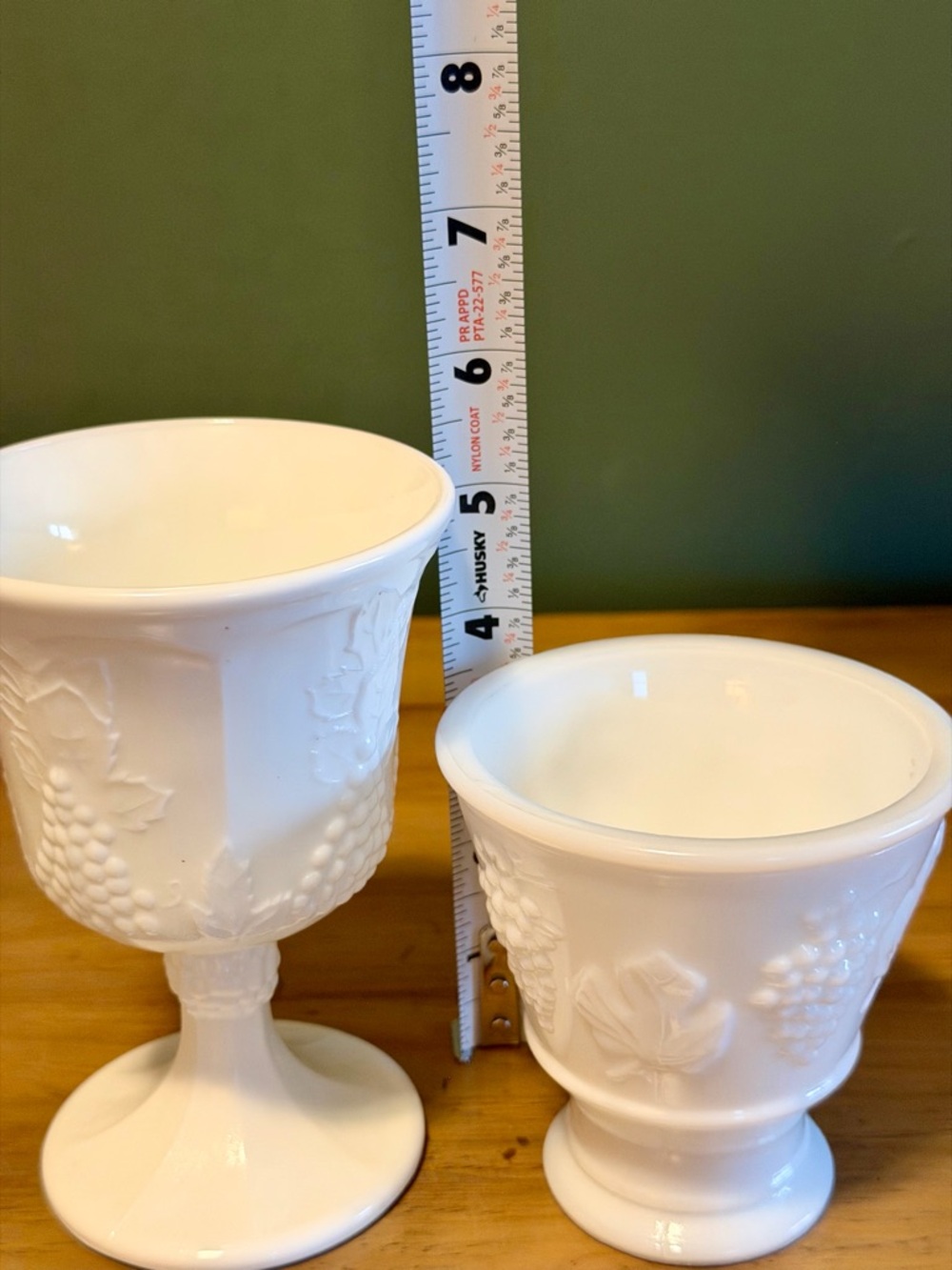 Vintage Milk Glass Lot Vases + Goblets Hobnail Grapes Wedding Decor - Picture 15 of 15